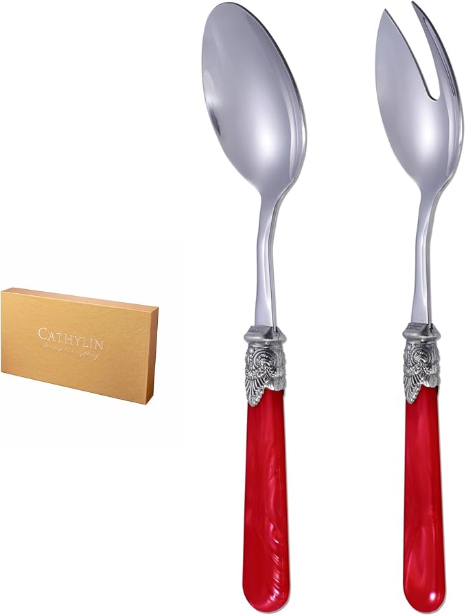 2-piece Salad Servers Stainless Steel Salad Serving Set Salad Fork and Spoon by CATHYLIN