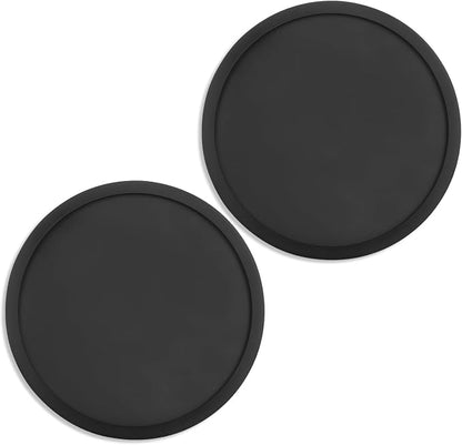 2 Pack Silicone Coasters for Drinks, Round Black Coaster by CAETOUNG