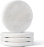 Koville Marble Coaster Set of 4, Round White Coasters, 4" Cup Coasters for Drinks, Heat Resistant Coaster for Coffee Table Home Office Bar Decor(Namib Fantasy)