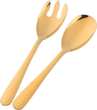 Gold-Plated Stainless Steel Salad Serving Set, 2-Piece Spoon Fork Flatware Set by Unknown