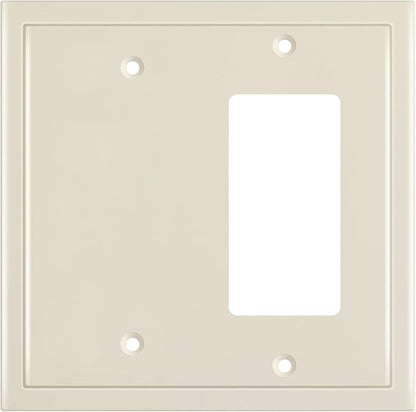 Henne Bery Modern Edge Decorative Wall Plate Switch Plate Outlet Cover, Durable Solid Zinc Alloy (Blank/Decorator, Light Almond)