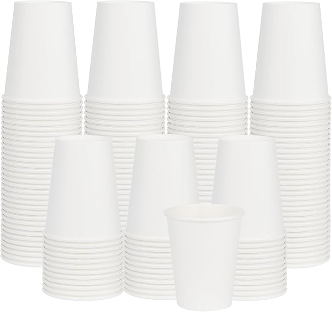 Paper Coffee Cups, 8 oz, 400 Pack | White disposable paper hot coffee cups by ECOEXTRA
