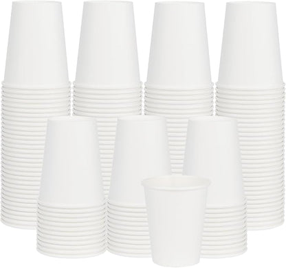 Paper Coffee Cups, 8 oz, 400 Pack | White disposable paper hot coffee cups by ECOEXTRA
