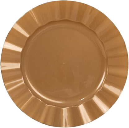 Efavormart 10 Pack | Gold 11" Round Plastic Dinner Plates, Disposable Tableware - Image 7