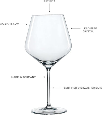 Spiegelau Style Burgundy Wine Glasses, Crystal Clear Red Wine Glasses for Pinot Noir, Elegant Glassware, Wedding Gifts, Birthday Gifts for Women and Men, Home Bar Accessories, 22.6 oz, Set of 4