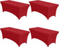 4-Pack Red Spandex Tablecloths – 72"x30"x30" Stretch Fitted Table Covers for 6ft Rectangle Folding Tables, Wrinkle-Resistant Tablecloth for Wedding, Banquet & Outdoor Events