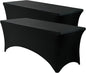 VidaFete Spandex Tablecloth 2 Pack 6FT, Fitted Stretch Table Cover for Rectangle Tables, Wrinkle Resistant and Washable Tablecloths for Outdoor, Picnic, Party, Wedding, Banquet, Birthday, Black