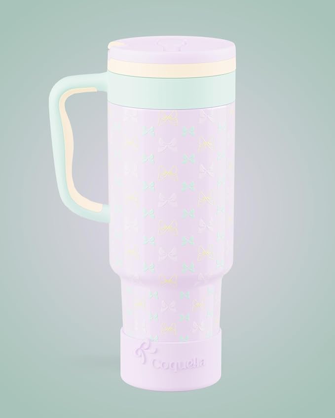 40 oz Insulated Tumbler with Handle and Push-Button Straw Lid, Stainless Steel - Image 2