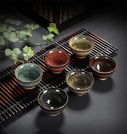 6pc Ceramic Kung Fu Tea Set, Japanese Tea Cup, Sake Cup, 2.1oz Capacity - Image 4