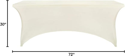 LZY Spandex Table Covers 6 Feet, Stretch/Fitted Table Covers for 6 Feet Folding Table, Rectangular Spandex Table Cloths for Wedding Party or Event (6FT-2PCS, Ivory)