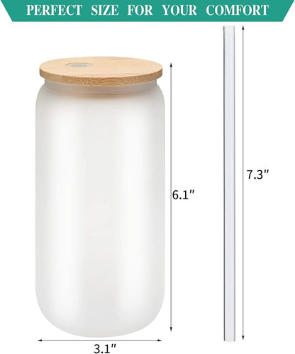 WHEATHUSK 20 Pack Sublimation Glass Cups Frosted 16oz Blanks Sublimation - Image 5