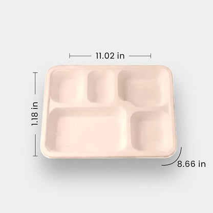 Pack of 250 Meal Tray Deep 5 Compartments – Durable Disposable Food Tray – Ideal for Catering, Takeaway & Events – Microwave Safe – Bulk Pack – Eco-Friendly & Sustainable