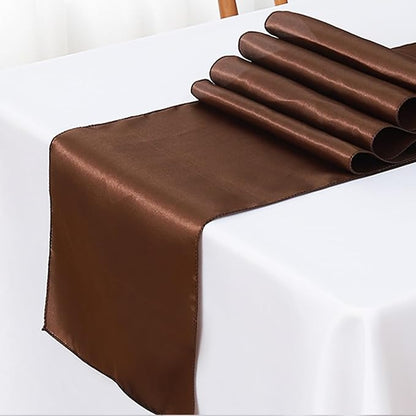 10 Pack Brown Table Runner 12 X 108 Inches Wedding Satin Table Runner - Image 2