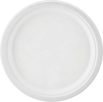 [150-Pack 10 Inch Paper Plates, Heavy Duty Disposable Party Plates Sugarcane Bagasse, White Unbleached 10" Dinner Paper Plate