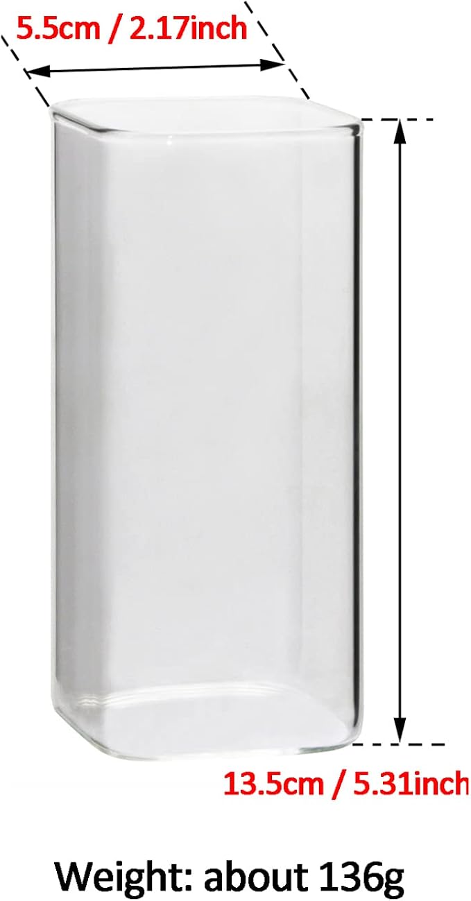 Tupalizy Square Glass Cups Tumbler Highball Drinking Glasses - Image 2