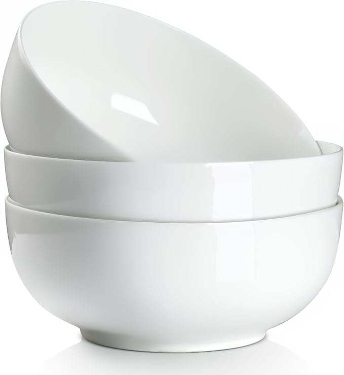 QINLANG 3 Pack Salad Bowl, 8 inch 60 oz Large Serving Bowl Set, Deep Bowl by QINLANG