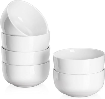 DOWAN 10 OZ Small Bowls, Ice Cream Bowls - 4.25" Ceramic Dessert Bowl Set of 6 - Porcelain Small Cereal Bowls, Side Dishes Dipping Bowl for Portion Control - Dishwasher Microwave Safe（Soft White