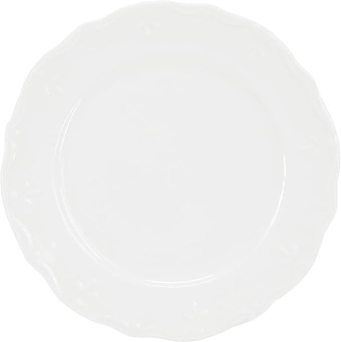 Elama Henryi 6 Piece Embossed Rim Detail Porcelain White 8.75 Inch Salad Plate - Image 2