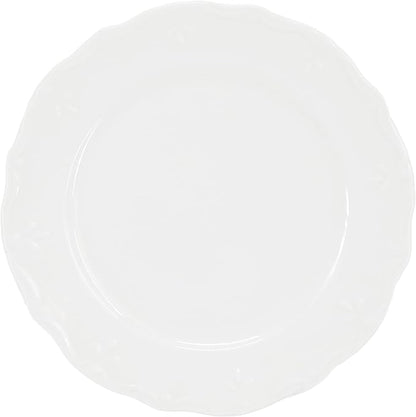 Elama Henryi 6 Piece Embossed Rim Detail Porcelain White 8.75 Inch Salad Plate - Image 2