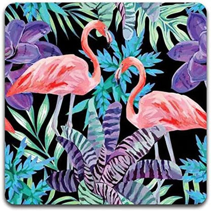 Tropical Flamingo Square Coaster Set - Made of Recycled Rubber - Set of 4
