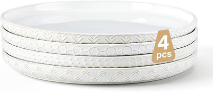 Lareina Ceramic Dinner Plates 10 Inch, Embossed Boho Stoneware Plates by Lareina