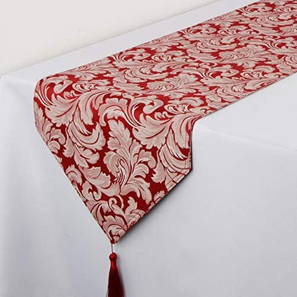 EHouseHome Jacquard Damask Reversible Burgundy Table Runners by EHouseHome