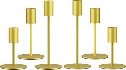 Set of 6 Gold Taper Candle Holders Candlestick Holders, Decor Candle Stick Candle Holder for Table or Mantel Centerpiece, Wedding, Dinning, Party Home Decor