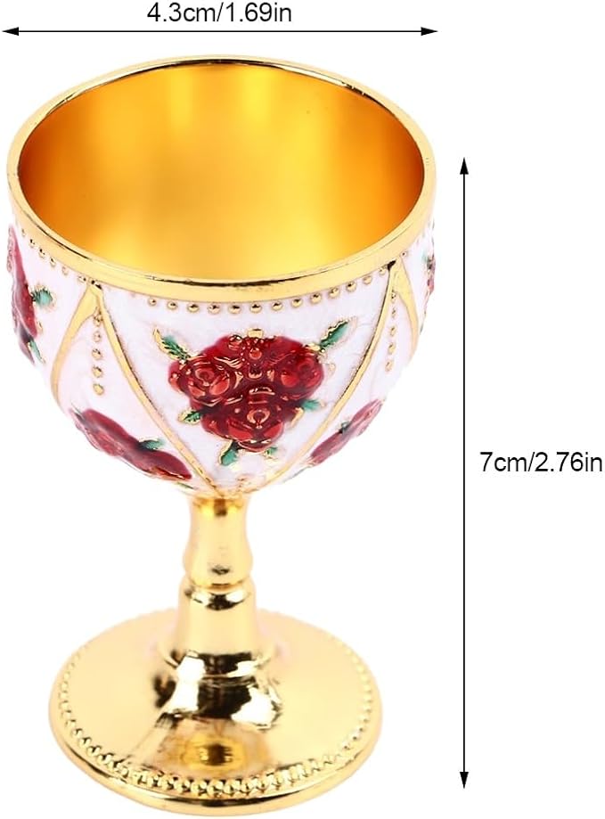 2 Pcs Vintage Metal Wine Cups, Alloy Embossed Mini Goblets, 2.76 x 1.69 in - Image 4