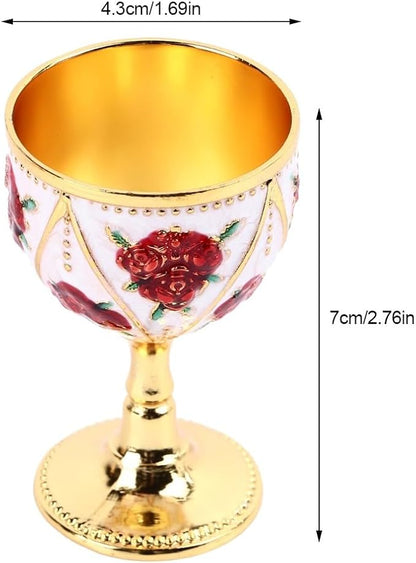2 Pcs Vintage Metal Wine Cups, Alloy Embossed Mini Goblets, 2.76 x 1.69 in - Image 4