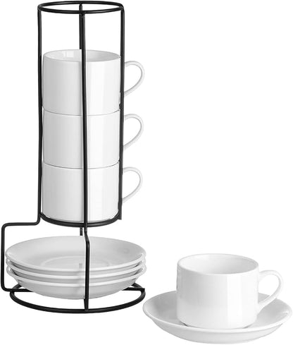 Espresso Cups Set of 4, 4oz Stackable Coffee Cups by MEICHU