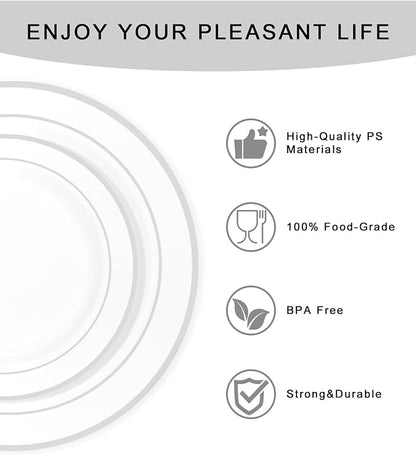 bUCLA 300PCS Silver Disposable Plastic Dinnerware Set - Image 5