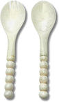 SS CRAFTS INDIA Premium 11" Pearl White Beaded Resin Salad Servers | Set of 2 by SSCraftsIndia