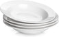 Y YHY Soup Bowls, Pasta Bowls Set of 4, White Salad Bowls and Plates, 20 Ounces Porcelain Wide Rim Bowls, Microwave and Dishwasher Safe, Christmas Gift