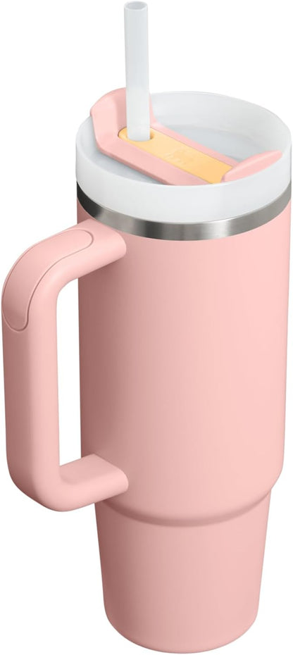 STANLEY Quencher H2.0 Flow State Tumbler, 30 oz, Peach Rose | Handle and Straw - Image 3