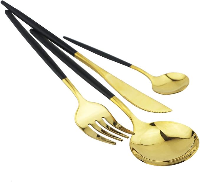 JASHII Black GoldSilverware Set, 20-Piece Stainless Steel Flatware - Image 3