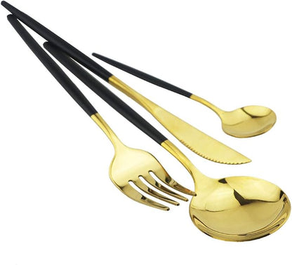 JASHII Black GoldSilverware Set, 20-Piece Stainless Steel Flatware - Image 3