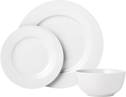 Amazon Basics Porcelain Dinnerware Set, Microwave and Dishwasher Safe, Service - Image 2