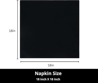 PurpleEssences Set of 12 Cloth Dinner Napkins 100% Cotton 18x18 Inch - Soft Durable Washable - Ideal for Farmhouse Party Christmas Holiday Winter - Perfect Everyday Use Table Linen - Black