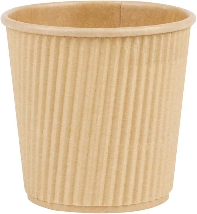 Restaurantware 4 Ounce Ripple Wall Disposable Coffee Cups, 500 Insulated Kraft - Image 2