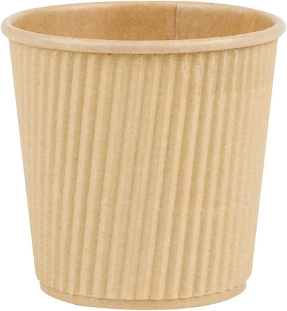 Restaurantware 4 Ounce Ripple Wall Disposable Coffee Cups, 500 Insulated Kraft - Image 2