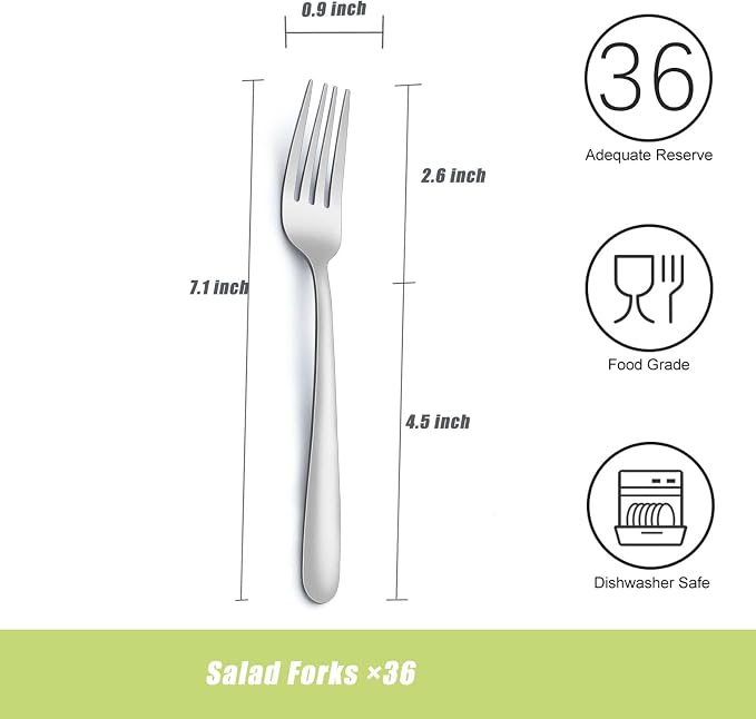 36 Piece Salad Forks, 7 Inch Small Forks in Stainless Steel mirror polished and - Image 2