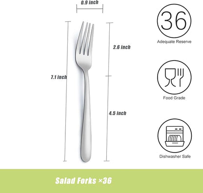 36 Piece Salad Forks, 7 Inch Small Forks in Stainless Steel mirror polished and - Image 2