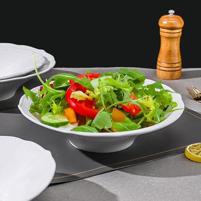 9 Inch Porcelain Pasta Bowls Set of 4, Deep Dishes - Image 3
