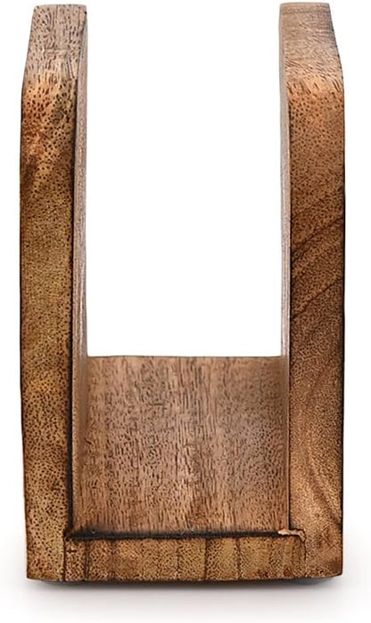 Napkin Holder Mango Wood Upright Paper Napkin Storage Rustic Farmhouse Wood - Image 4