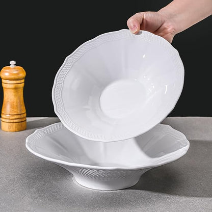 9 Inch Porcelain Pasta Bowls Set of 4, Deep Dishes - Image 2