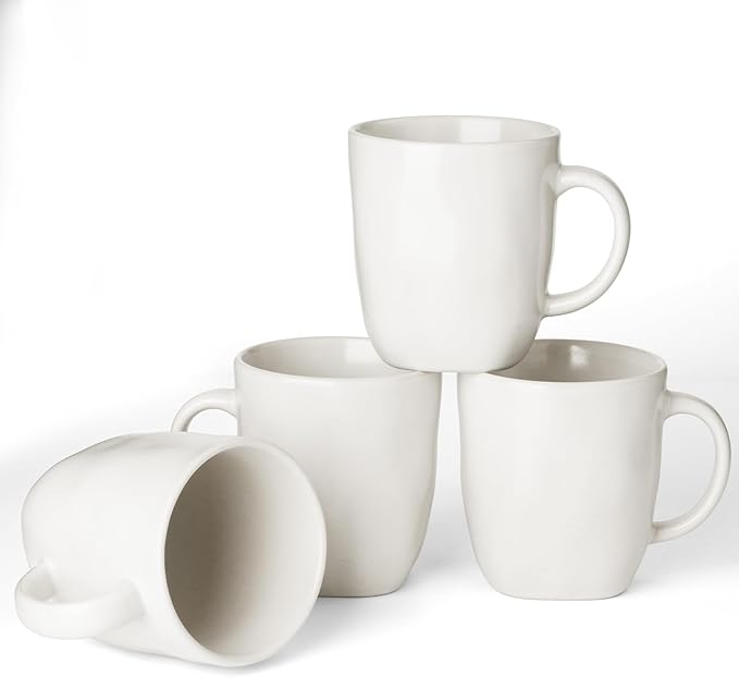 famiware Coffee Mugs Set of 4, Ocean Square 13oz Coffee Cup Set by Famiware
