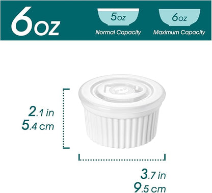 vancasso 6 oz Ramekins with Lid, Porcelain Creme Brulee Souffle Dishes - Image 2