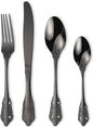 Vintage Black Silverware Flatware Set for 8, European Classic Style 32 Pieces Stainless Steel Tableware Cutlery Set,Fine Kitchen Utensils for Wedding Restaurant Hotel Christmas