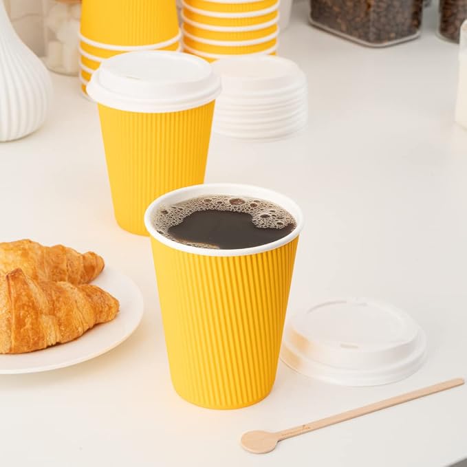 Restaurantware 12 Ounce Ripple Wall Disposable Coffee Cups, 500 Insulated - Image 10