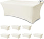 Spandex Table Cloths for 6 Foot Rectangle Tables-8 Pack Fitted Stretch Cream Table Covers-Elastic Folding Tablecloths for Party, Vendor Booth Display, Banquet Buffet Event, Craft Trade Show